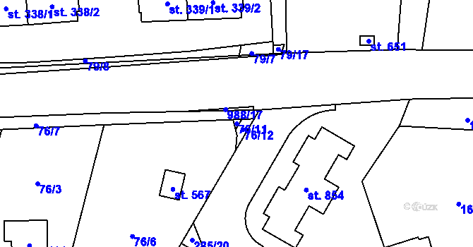 Parcela st. 76/11 v KÚ Doubravčice, Katastrální mapa
