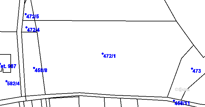 Parcela st. 472/1 v KÚ Doubravčice, Katastrální mapa