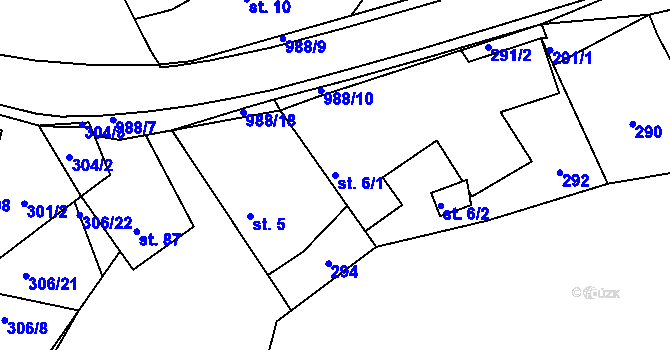 Parcela st. 6/1 v KÚ Doubravčice, Katastrální mapa