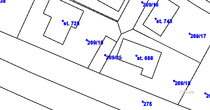 Parcela st. 269/35 v KÚ Doubravčice, Katastrální mapa