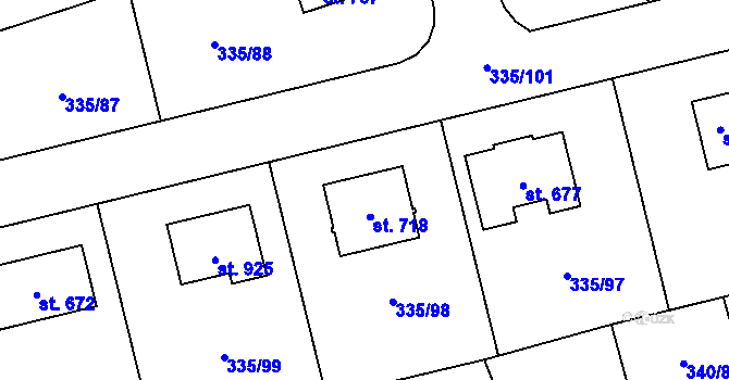Parcela st. 335/110 v KÚ Doubravčice, Katastrální mapa