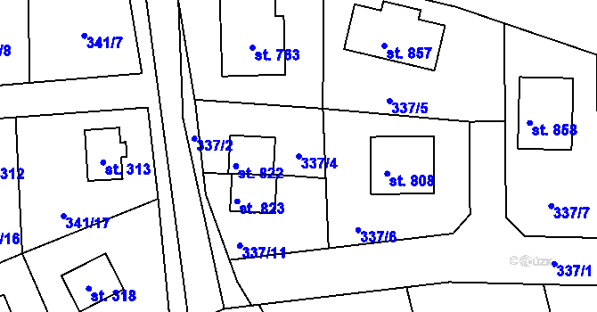 Parcela st. 337/4 v KÚ Doubravčice, Katastrální mapa