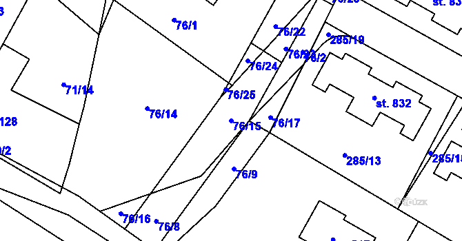 Parcela st. 76/15 v KÚ Doubravčice, Katastrální mapa