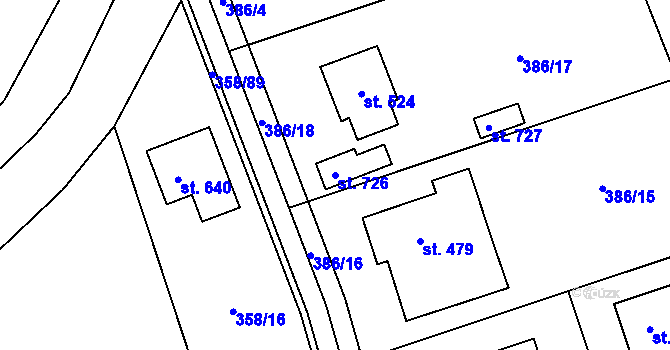 Parcela st. 726 v KÚ Doubravčice, Katastrální mapa