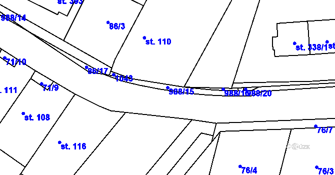 Parcela st. 988/15 v KÚ Doubravčice, Katastrální mapa
