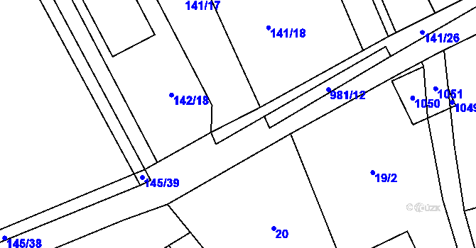 Parcela st. 141/19 v KÚ Doubravčice, Katastrální mapa