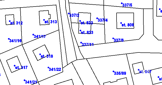 Parcela st. 337/11 v KÚ Doubravčice, Katastrální mapa