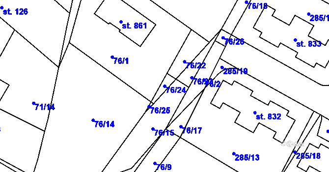 Parcela st. 76/24 v KÚ Doubravčice, Katastrální mapa