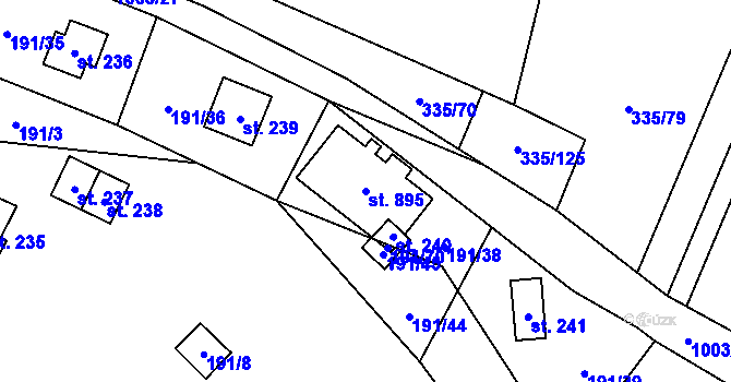 Parcela st. 895 v KÚ Doubravčice, Katastrální mapa