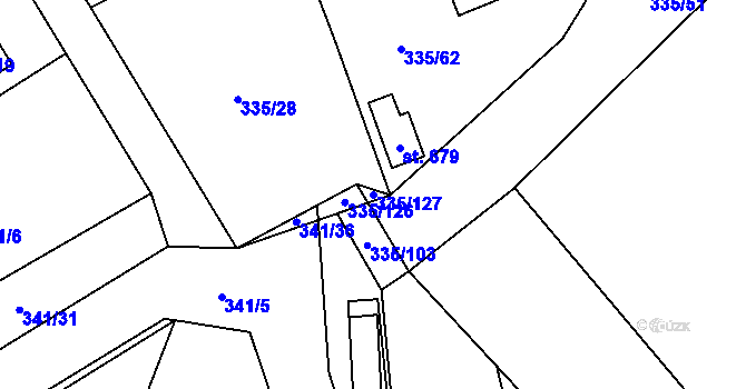 Parcela st. 335/127 v KÚ Doubravčice, Katastrální mapa