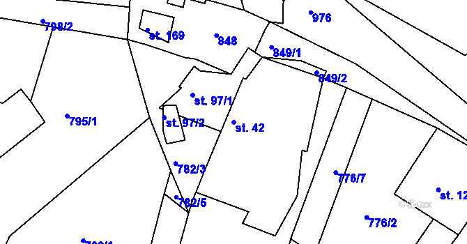 Parcela st. 42 v KÚ Masojedy, Katastrální mapa