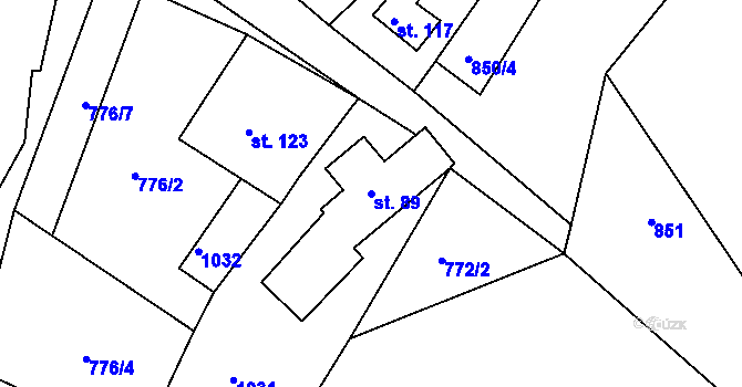 Parcela st. 89 v KÚ Masojedy, Katastrální mapa