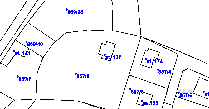 Parcela st. 137 v KÚ Masojedy, Katastrální mapa