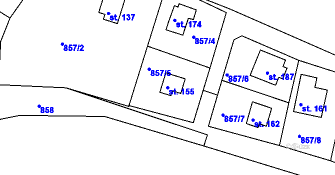 Parcela st. 155 v KÚ Masojedy, Katastrální mapa