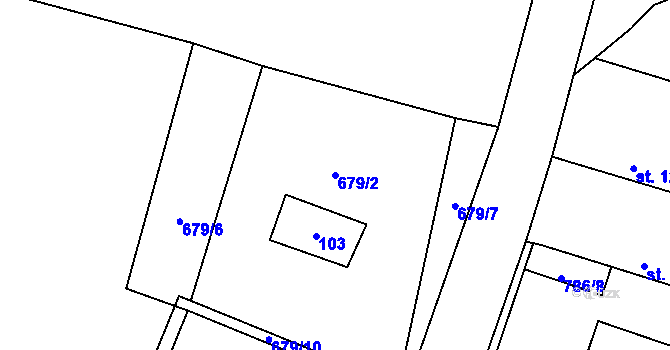 Parcela st. 679/2 v KÚ Masojedy, Katastrální mapa