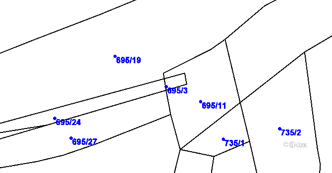 Parcela st. 695/3 v KÚ Masojedy, Katastrální mapa