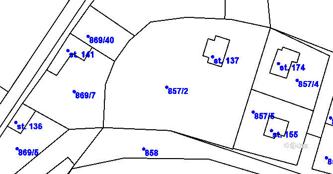 Parcela st. 857/2 v KÚ Masojedy, Katastrální mapa