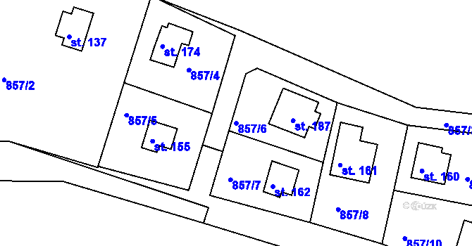 Parcela st. 857/6 v KÚ Masojedy, Katastrální mapa