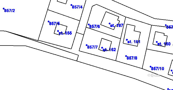 Parcela st. 857/7 v KÚ Masojedy, Katastrální mapa