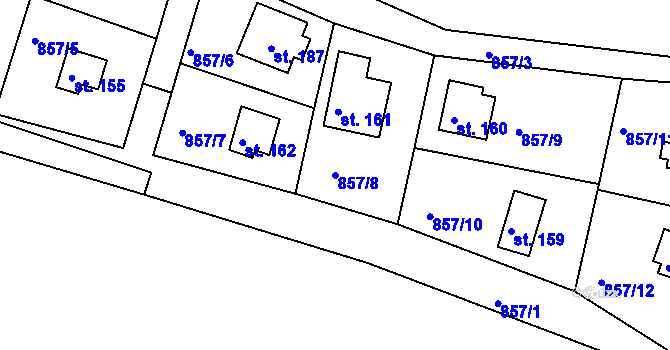 Parcela st. 857/8 v KÚ Masojedy, Katastrální mapa