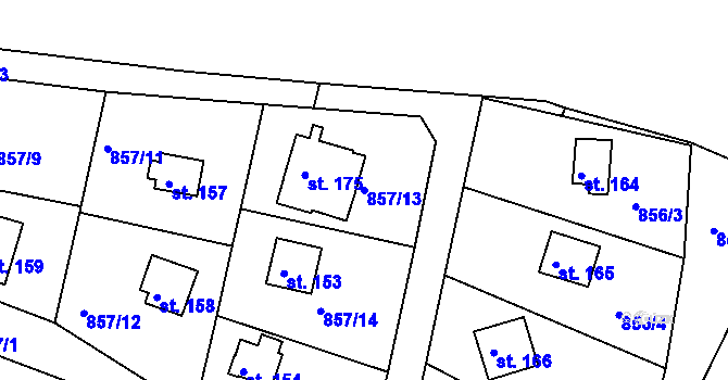 Parcela st. 857/13 v KÚ Masojedy, Katastrální mapa