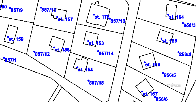 Parcela st. 857/14 v KÚ Masojedy, Katastrální mapa