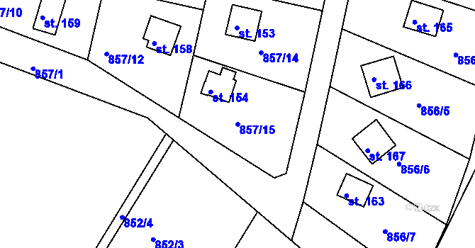 Parcela st. 857/15 v KÚ Masojedy, Katastrální mapa