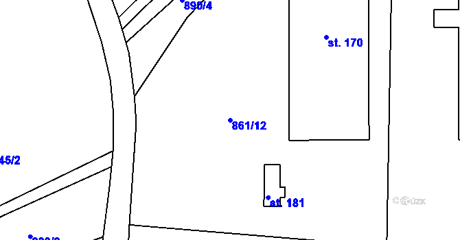 Parcela st. 861/12 v KÚ Masojedy, Katastrální mapa