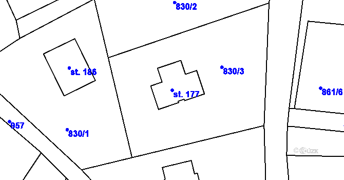Parcela st. 177 v KÚ Masojedy, Katastrální mapa