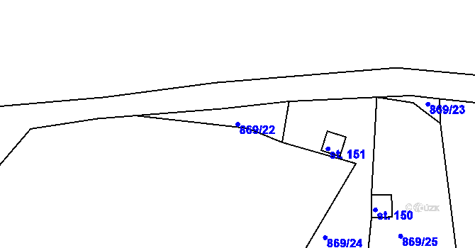 Parcela st. 869/22 v KÚ Masojedy, Katastrální mapa