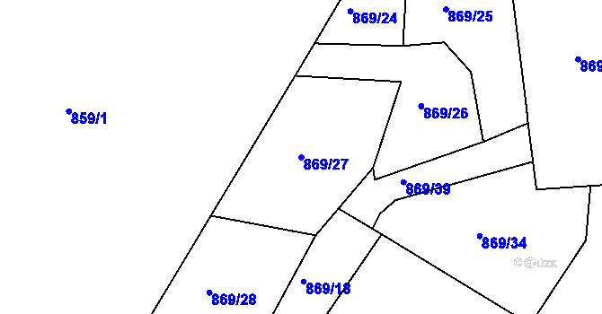 Parcela st. 869/27 v KÚ Masojedy, Katastrální mapa