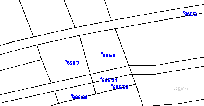 Parcela st. 695/8 v KÚ Masojedy, Katastrální mapa