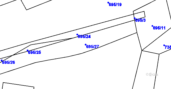 Parcela st. 695/27 v KÚ Masojedy, Katastrální mapa