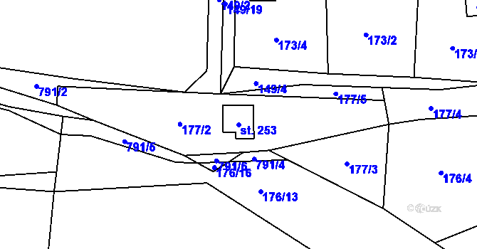 Parcela st. 253 v KÚ Štíhlice, Katastrální mapa