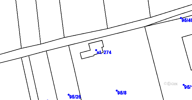 Parcela st. 274 v KÚ Štíhlice, Katastrální mapa