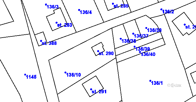 Parcela st. 290 v KÚ Štíhlice, Katastrální mapa