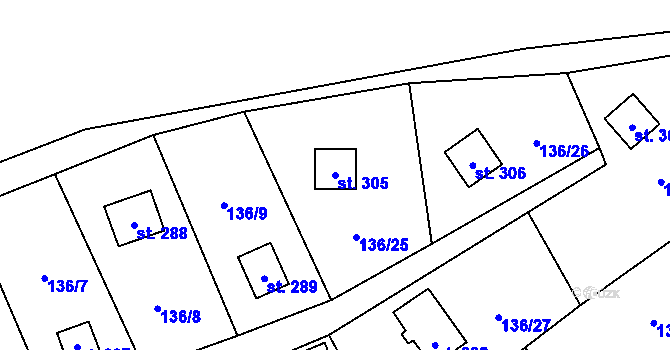 Parcela st. 305 v KÚ Štíhlice, Katastrální mapa