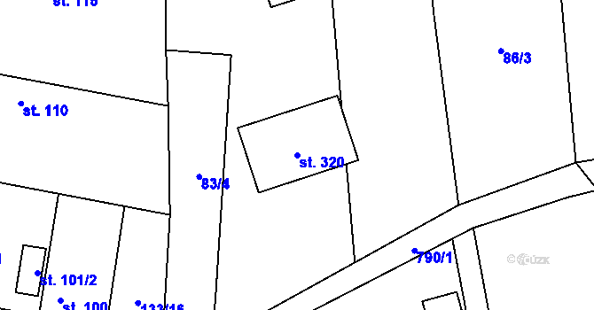 Parcela st. 320 v KÚ Štíhlice, Katastrální mapa