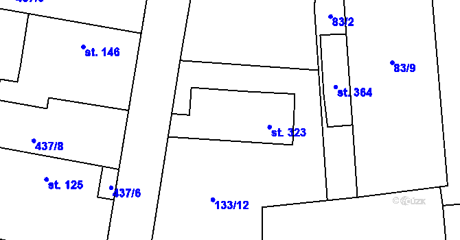 Parcela st. 323 v KÚ Štíhlice, Katastrální mapa