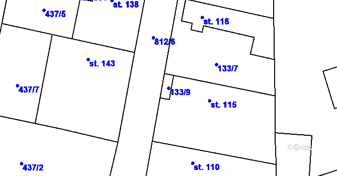 Parcela st. 133/9 v KÚ Štíhlice, Katastrální mapa
