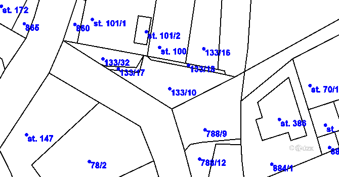 Parcela st. 133/10 v KÚ Štíhlice, Katastrální mapa