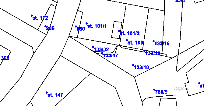 Parcela st. 133/17 v KÚ Štíhlice, Katastrální mapa