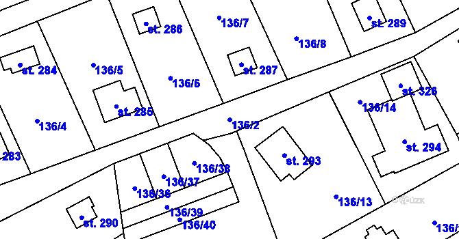 Parcela st. 136/2 v KÚ Štíhlice, Katastrální mapa