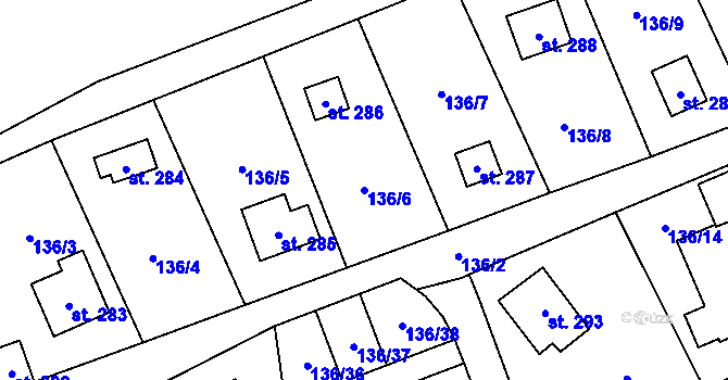 Parcela st. 136/6 v KÚ Štíhlice, Katastrální mapa