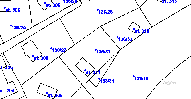 Parcela st. 136/32 v KÚ Štíhlice, Katastrální mapa