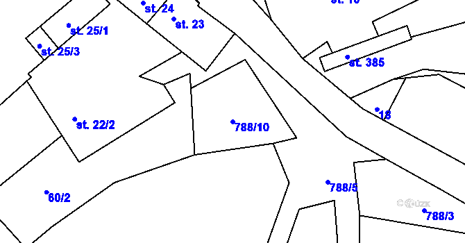 Parcela st. 788/10 v KÚ Štíhlice, Katastrální mapa