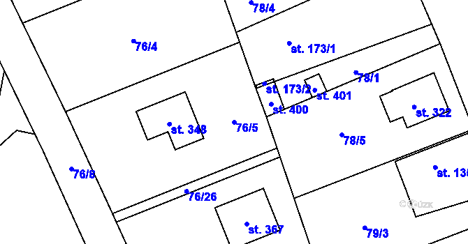Parcela st. 76/5 v KÚ Štíhlice, Katastrální mapa