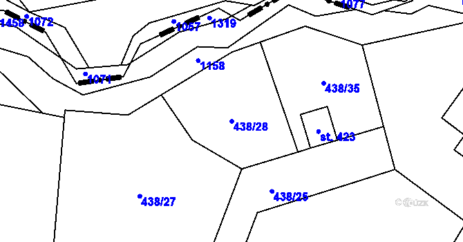 Parcela st. 438/28 v KÚ Štíhlice, Katastrální mapa