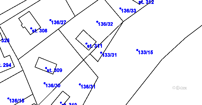 Parcela st. 133/31 v KÚ Štíhlice, Katastrální mapa