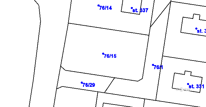 Parcela st. 76/15 v KÚ Štíhlice, Katastrální mapa